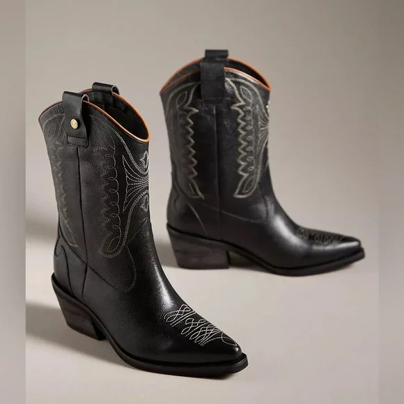 Size 9 ONLY! Anthropologie Black Stivali Unstoppable  Cowboy Boot NEW IN BOX - Picture 5 of 8